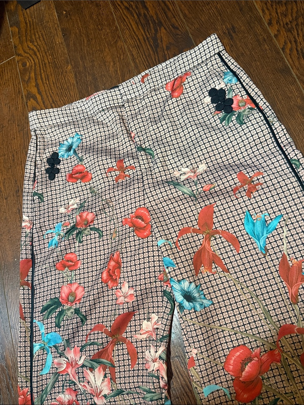 Zara Floral-Print Wide Leg Pants in Pink, Coral & Teal Size Large - Picture 7 of 13